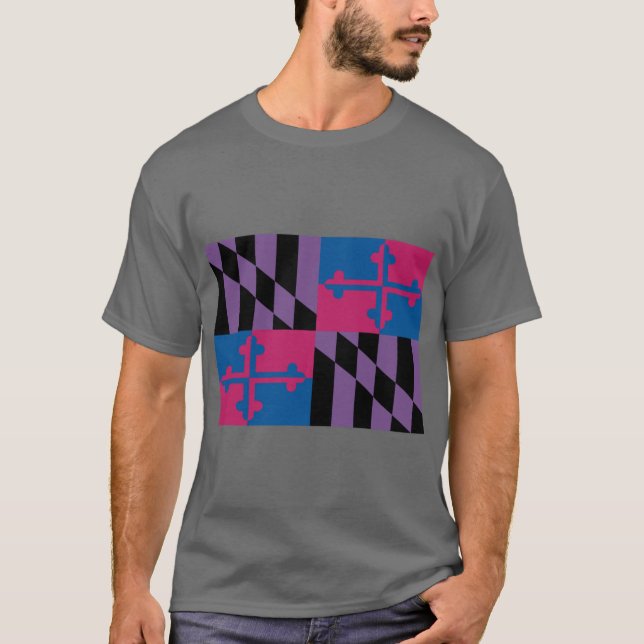 Bisexual Pride Maryland State Flag T-Shirt (Front)