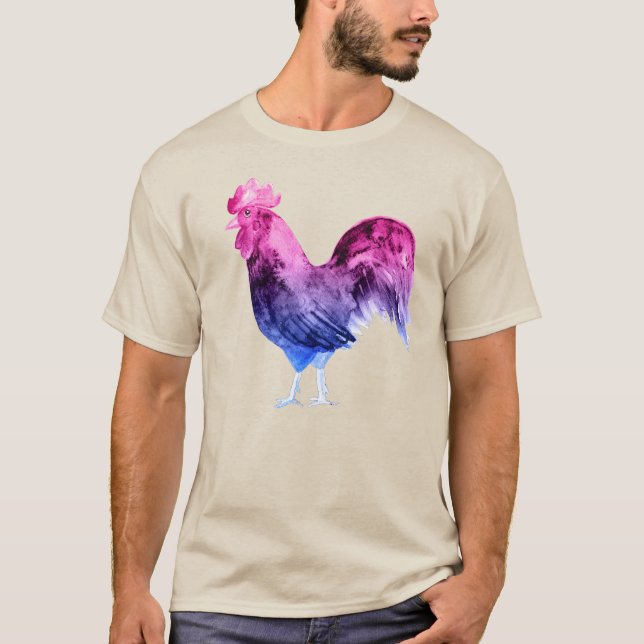 Bisexual Pride Rooster T-Shirt (Front)