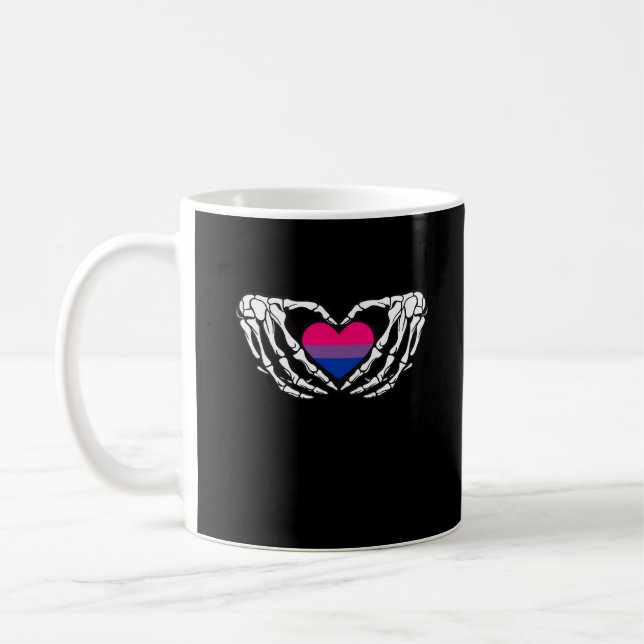 Bisexual Pride Skeleton Halloween Bi Goth Heart Cl Coffee Mug (Left)