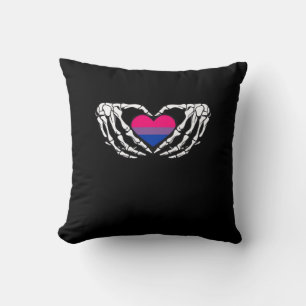 Bisexual Pride Skeleton Halloween Bi Goth Heart Cl Cushion
