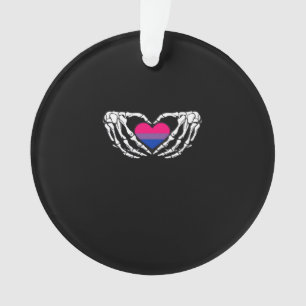 Bisexual Pride Skeleton Halloween Bi Goth Heart Cl Ornament