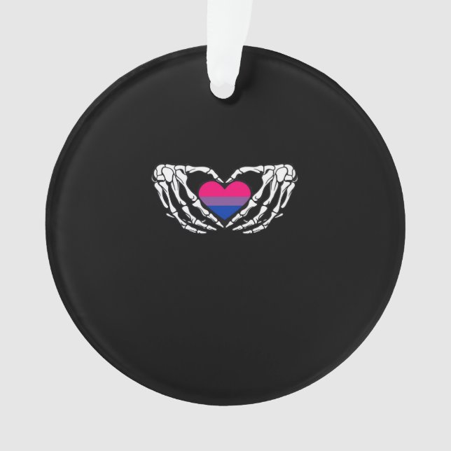 Bisexual Pride Skeleton Halloween Bi Goth Heart Cl Ornament (Front)