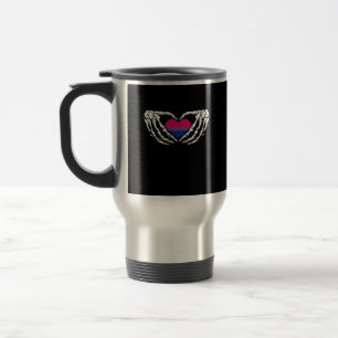 Bisexual Pride Skeleton Halloween Bi Goth Heart Cl Travel Mug
