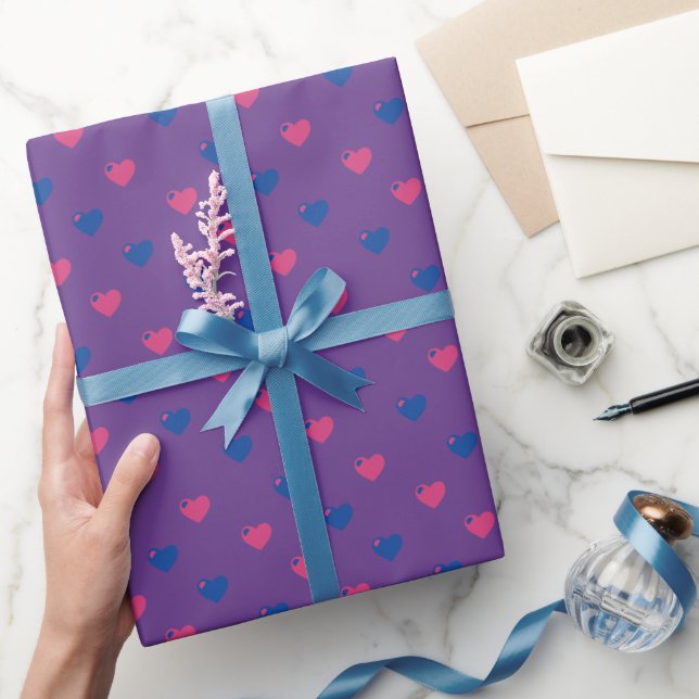 Bisexual Pride Small Hearts Wrapping Paper (Gifting)