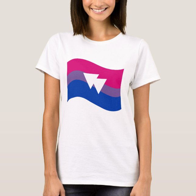 Bisexual Pride Symbol Wavy Flag T-Shirt (Front)