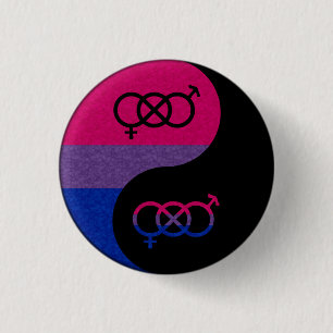 Bisexual Pride Yin and Yang Symbol in Pride Flag 3 Cm Round Badge
