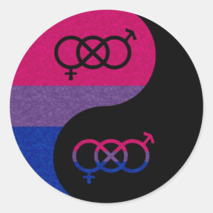 Bisexual Pride Yin and Yang Symbol in Pride Flag Classic Round Sticker