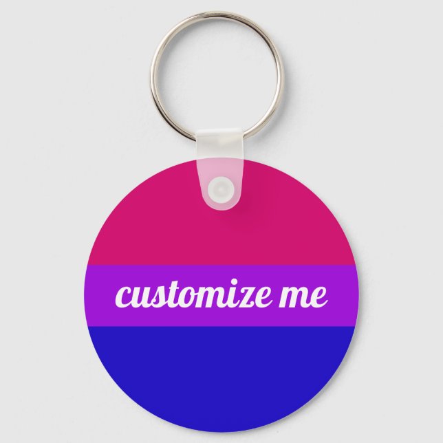 Bisexual Rainbow Flag Monogram Key Ring (Front)