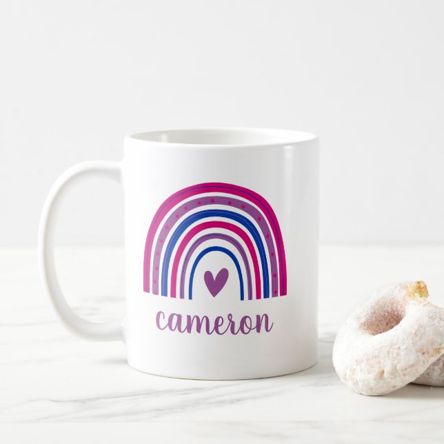 Bisexual Rainbow Personalised Coffee Mug (With Donut)