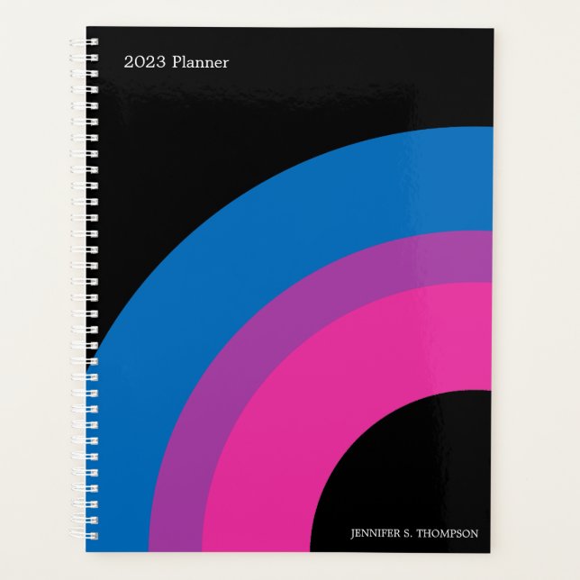 Bisexual Rainbow Pride Flag Custom 2023 Planner (Front)