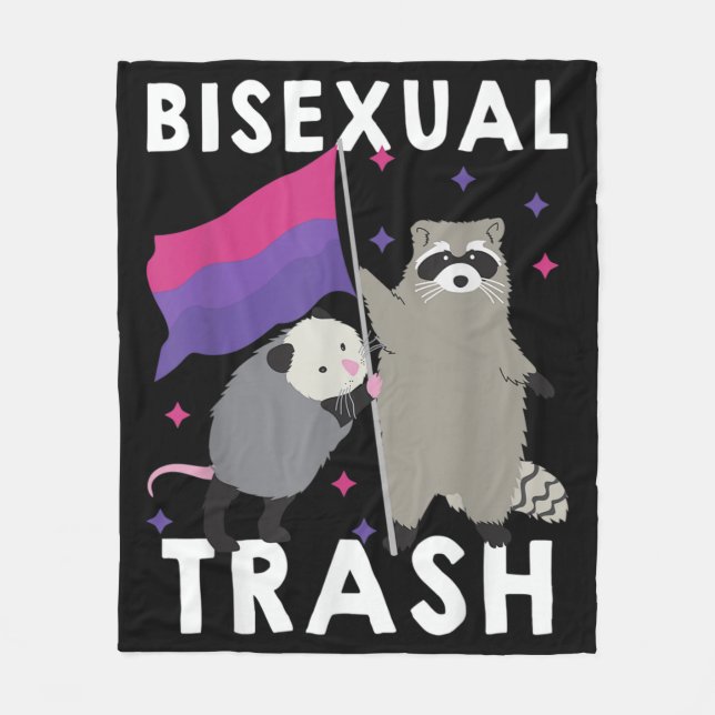 Bisexual Trash Gay Pride Rainbow LGBT Raccoon Fleece Blanket (Front)