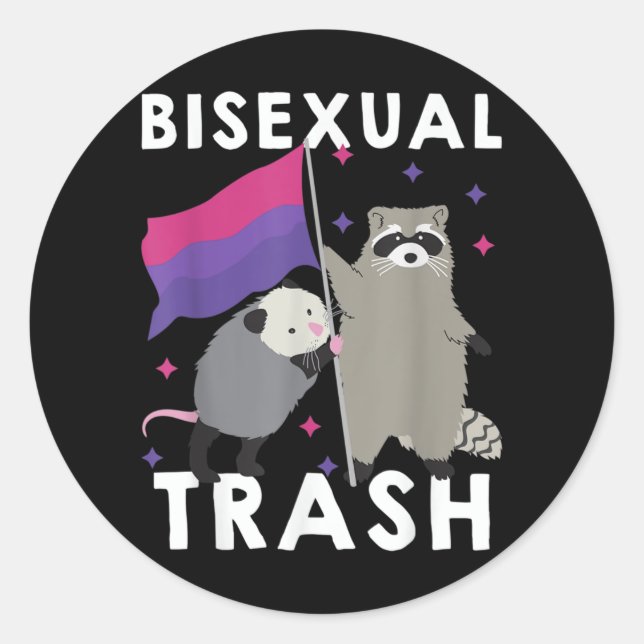 Bisexual Trash Gay Pride Rainbow LGBT Racoon Classic Round Sticker (Front)