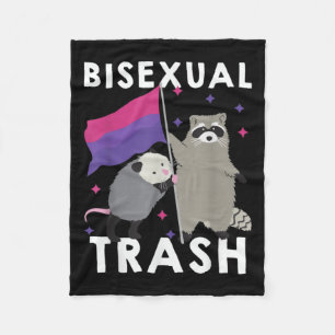 Bisexual Trash Gay Pride Rainbow LGBT Racoon Fleece Blanket