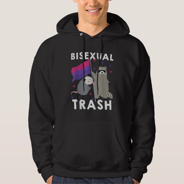 Bisexual Trash Gay Pride Rainbow LGBT Racoon Hoodie (Front)
