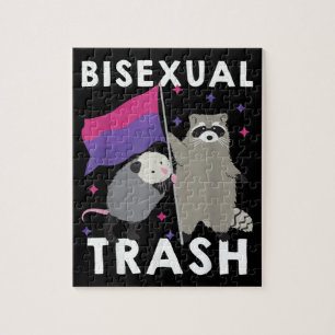Bisexual Trash Gay Pride Rainbow LGBT Racoon Jigsaw Puzzle
