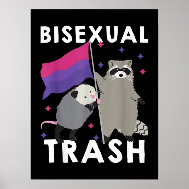 Bisexual Trash Gay Pride Rainbow LGBT Racoon Poster (Front)