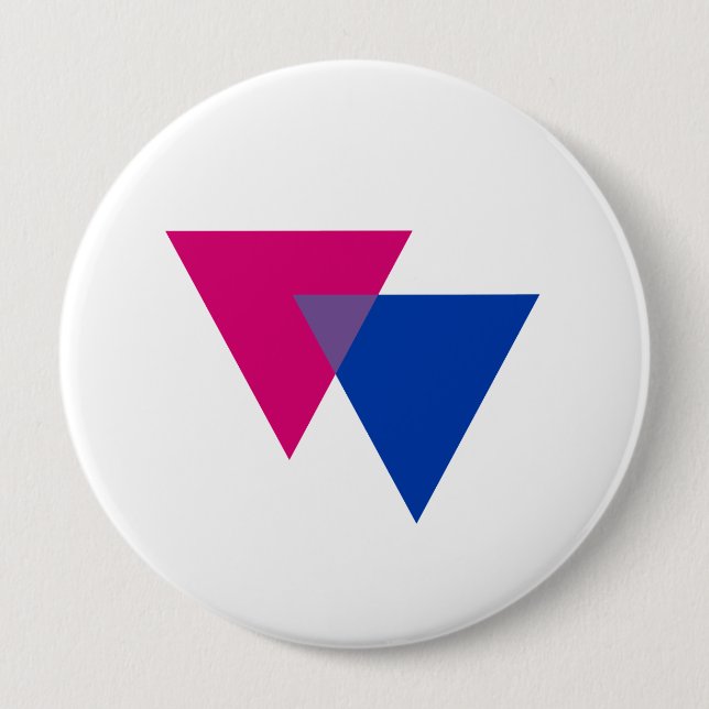 BISEXUAL TRIANGLE SYMBOL 10 CM ROUND BADGE (Front)