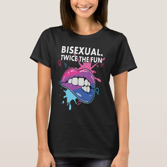 Bisexual Twice The Fun Rainbow Pride Bisexuality L T-Shirt (Front)