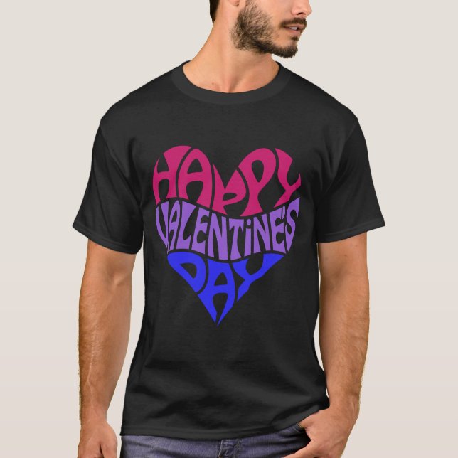 Bisexual Valentine's Day Bi Pride LGBTQ LGBT Heart T-Shirt (Front)