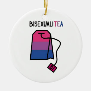 BisexualiTEA Bi Pride Flag Bisexual Tea Ceramic Tree Decoration