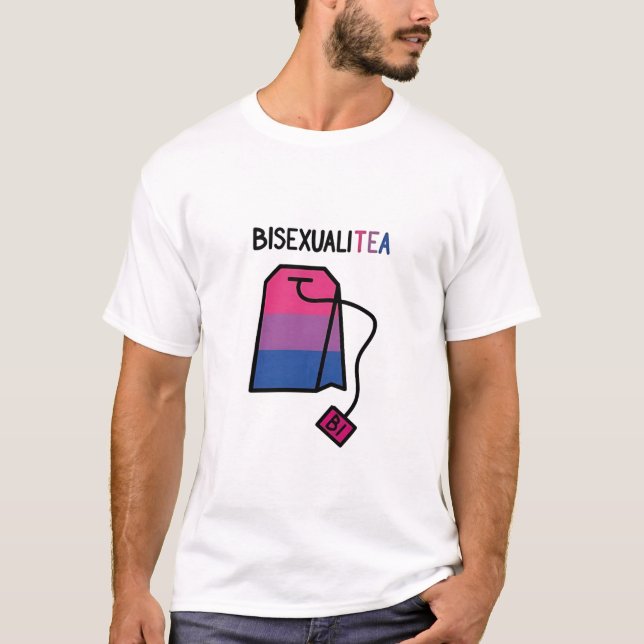 BisexualiTEA Bi Pride Flag Bisexual Tea T-Shirt (Front)