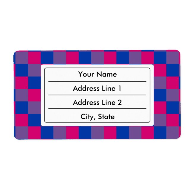 Bisexuality colours chequered pattern label (Front)