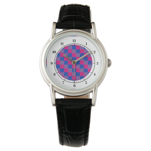 Bisexuality colours chequered pattern watch (Front)