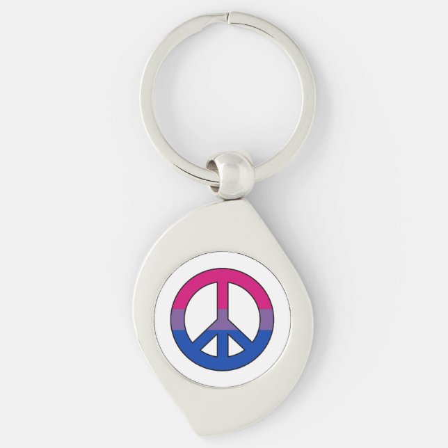 Bisexuality flag peace sign Keychain (Front)