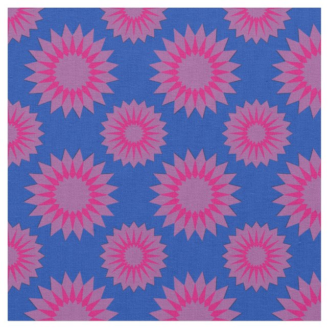 Bisexuality pride colors /blue flower pattern fabric (Close Up)