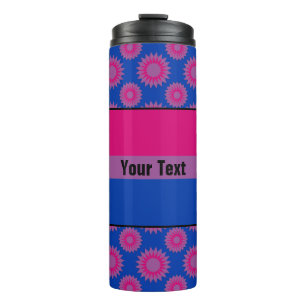 Bisexuality pride flag with a blue flower pattern thermal tumbler