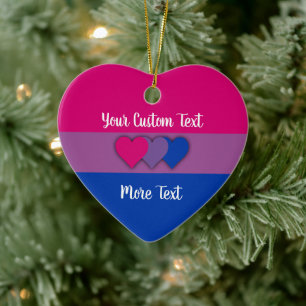 Bisexuality pride flag with text ceramic tree decoration