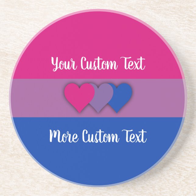 Bisexuality pride flag with text coaster (Front)