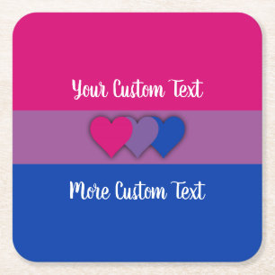 Bisexuality pride flag with text coaster