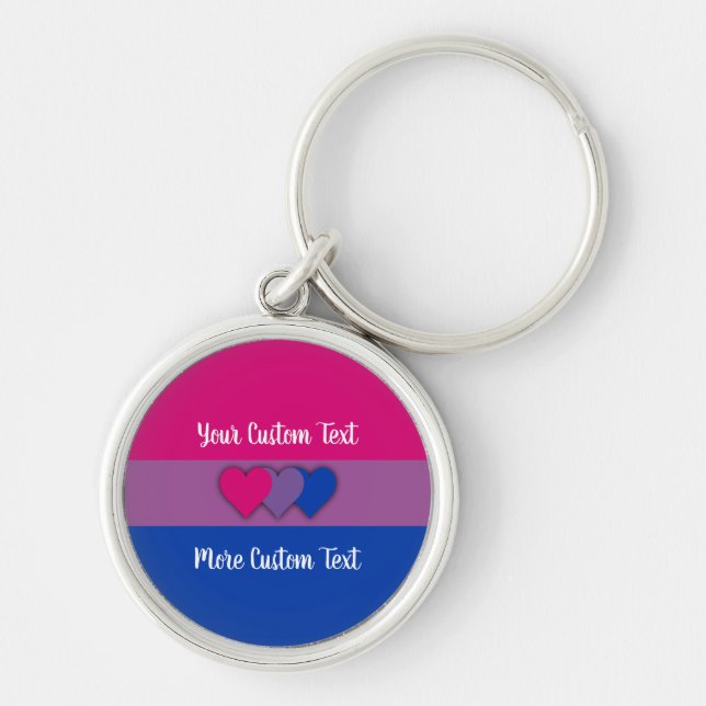 Bisexuality pride flag with text key ring (Front)