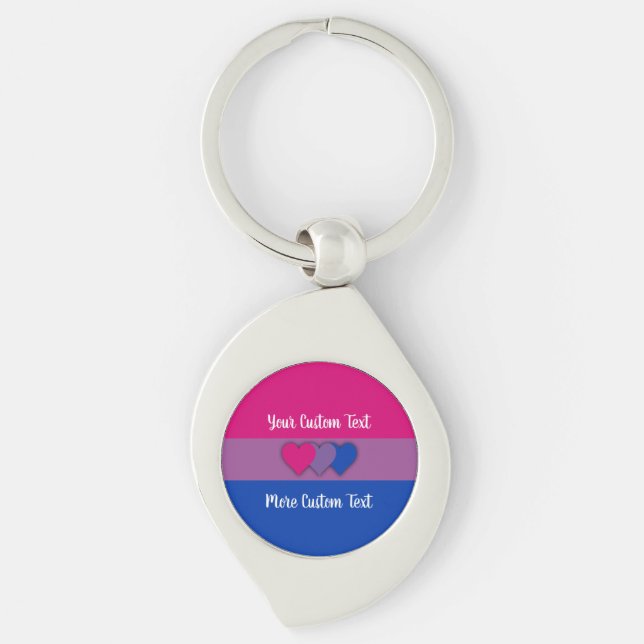 Bisexuality pride flag with text key ring (Front)