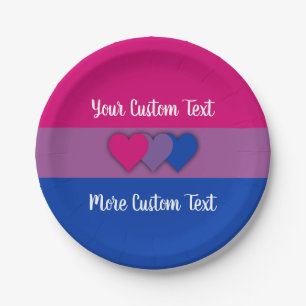 Bisexuality pride flag with text paper plate