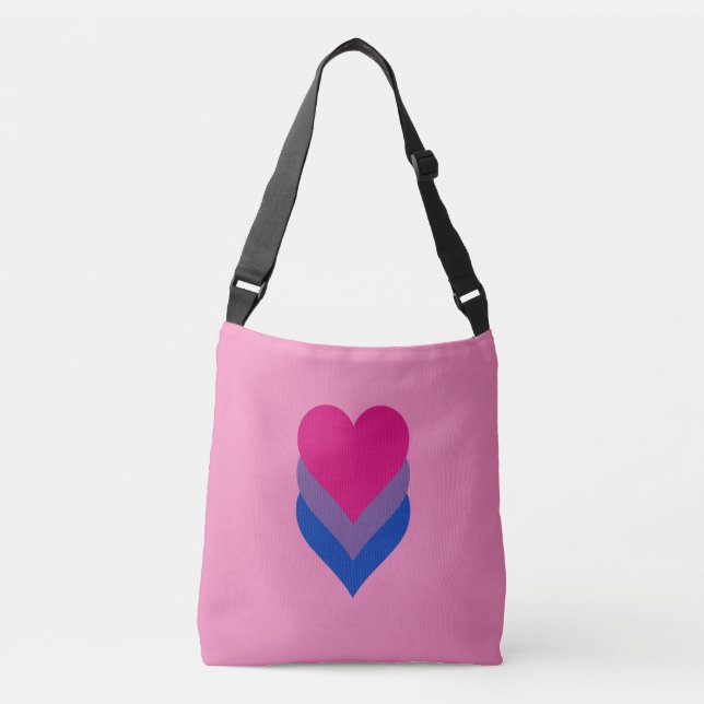 Bisexuality pride hearts crossbody bag (Front)