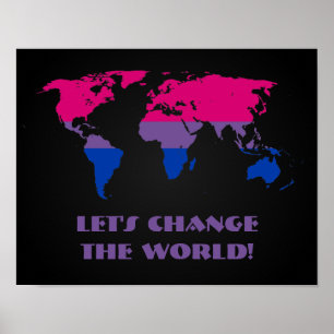 Bisexuality pride world map mapposter poster