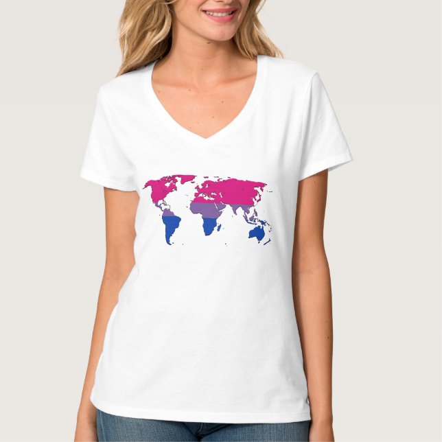 Bisexuality pride world map T-Shirt (Front)