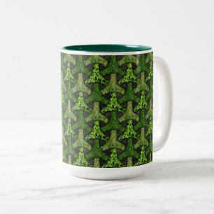 Bishamon moss geometric tesselation Two-Tone coffee mug