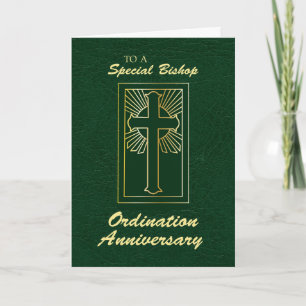 Bishop Anniversary of Ordination Leather Look Card