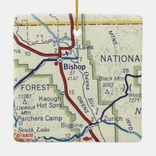 Bishop CA and Keough Hot Springs Ceramic Ornament