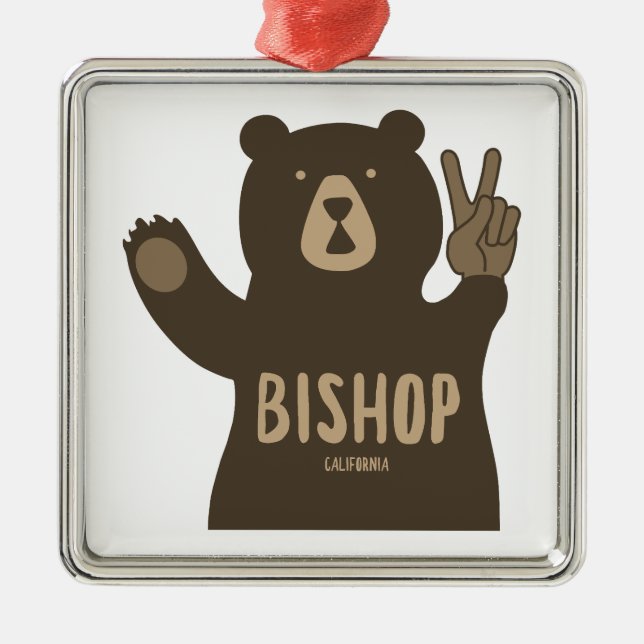 Bishop California Peace Bear Metal Tree Decoration (Front)