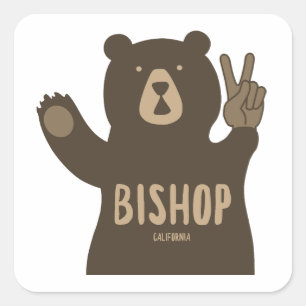 Bishop California Peace Bear Square Sticker
