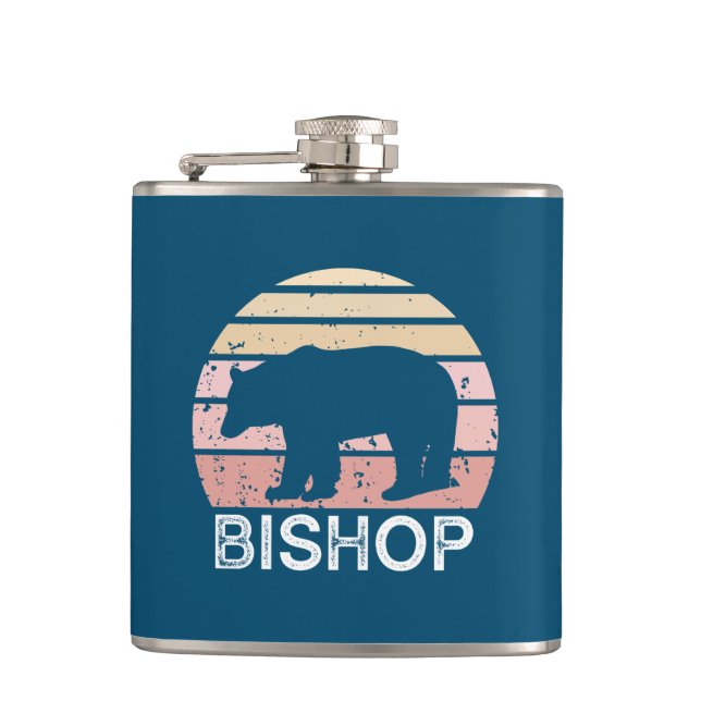 Bishop California Retro Bear Hip Flask (Front)