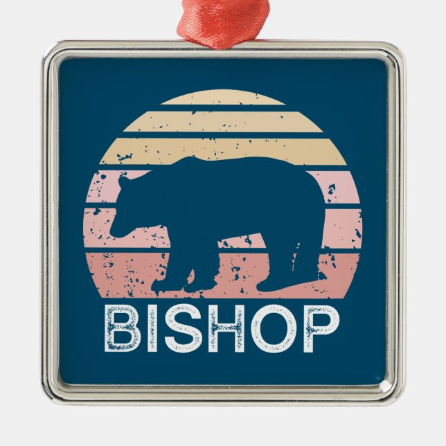 Bishop California Retro Bear Metal Tree Decoration (Front)