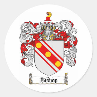 BISHOP FAMILY CREST -  BISHOP COAT OF ARMS CLASSIC ROUND STICKER