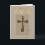 Bishop Ordination Congratulations, Metal Cross Card<br><div class="desc">Congratulate a new bishop on his ordination with this metallic cross on a wood background. Reflects the bishop’s call to serve a life of Christ in the bishopric.</div>
