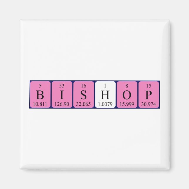 Bishop periodic table name magnet (Front)