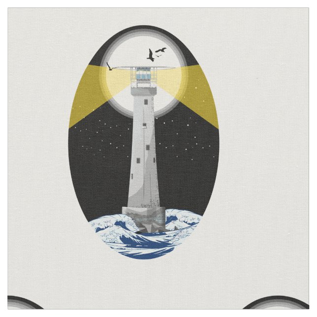 Bishop Rock Lighthouse Fabric (Close Up)